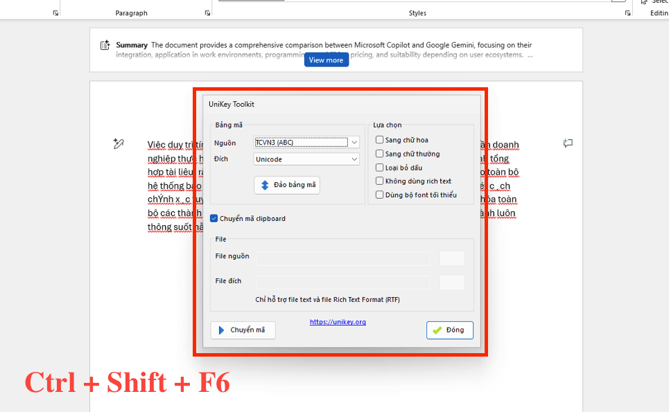 Cách sửa lỗi font chữ trong Word bằng Unikey