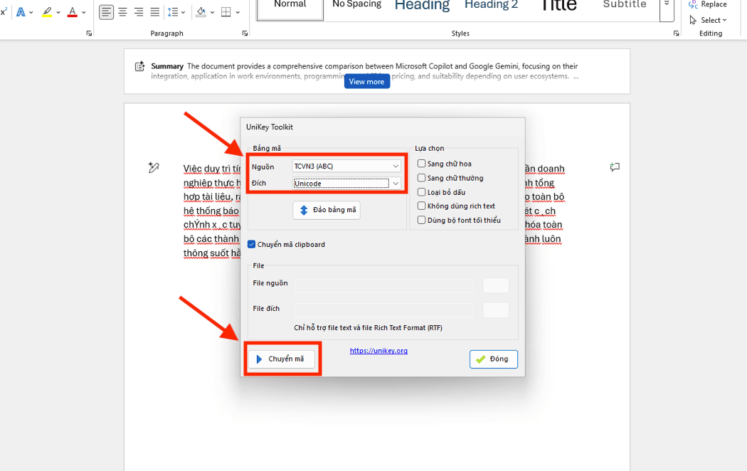 Cách sửa lỗi font chữ trong Word bằng Unikey