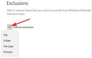 Add an exclusion