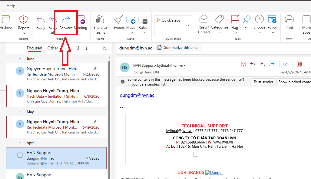 Cách Forward mail trong Microsoft Outlook (Desktop và Web)