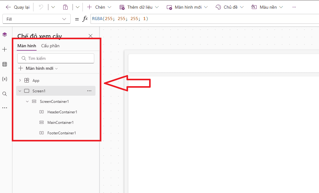 Tạo ứng dụng đầu tiên từ dữ liệu có sẵn (Start from Data)