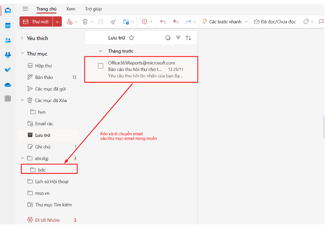 Cách khôi phục email đã Archive bằng phương pháp kéo thả