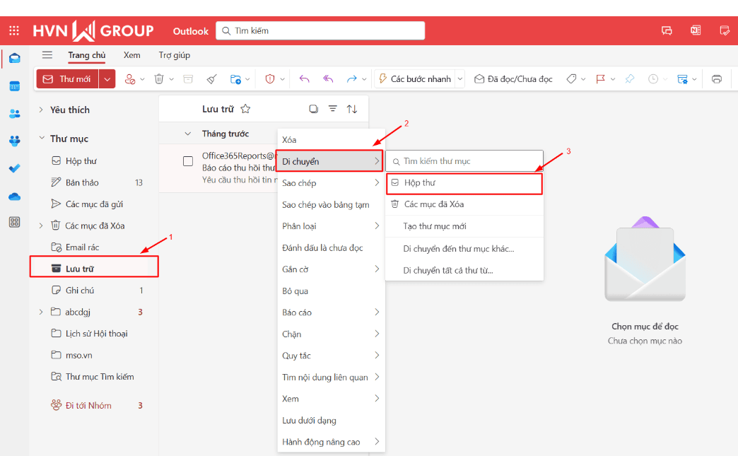 Cách khôi phục email đã Archive về hộp thư đến