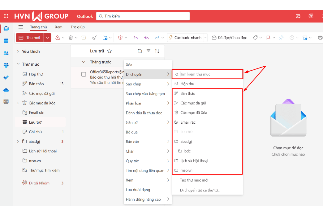 Cách khôi phục email đã Archive về thư mục bất kỳ