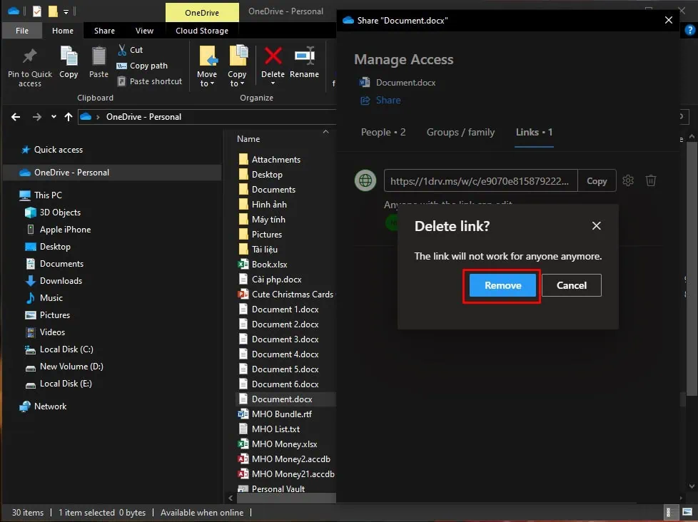 cách chia sẻ file trên onedrive
