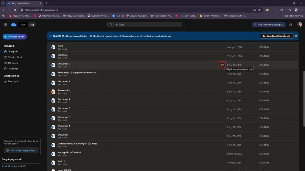 cách chia sẻ file trên onedrive
