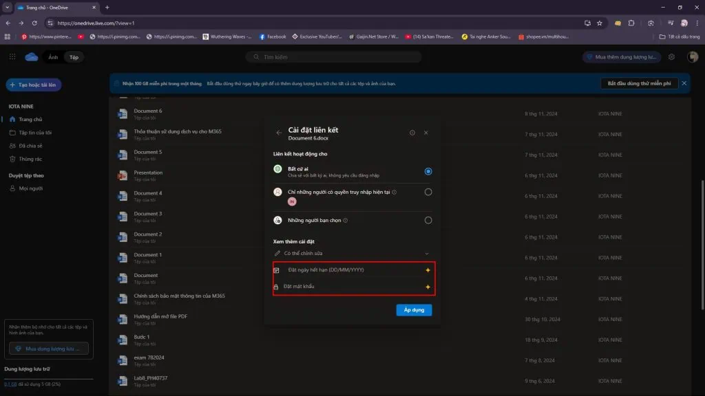 cách chia sẻ file trên onedrive