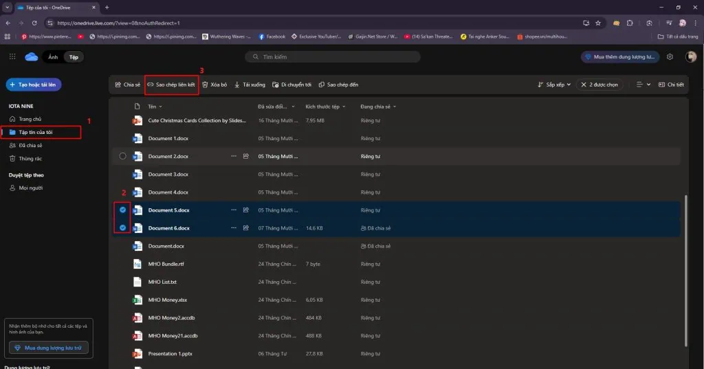 Cách chia sẻ file trên OneDrive sử dụng sao chép liên kết