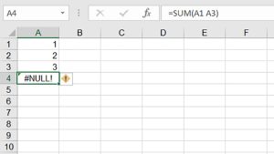 Các lỗi trong Excel: #NULL!