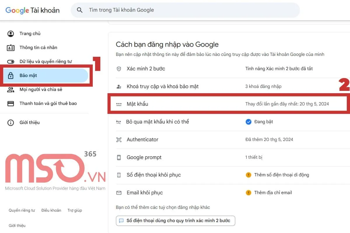 Hướng dẫn đổi mật khẩu Outlook với nhà cung cấp