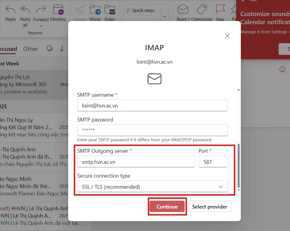 Cách cấu hình SMTP Microsoft Outlook (Office 365)