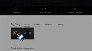Chọn nút Play để trình chiếu tác phẩm sway microsoft