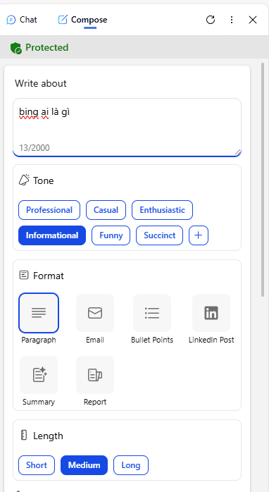 Tính năng của Bing Chat