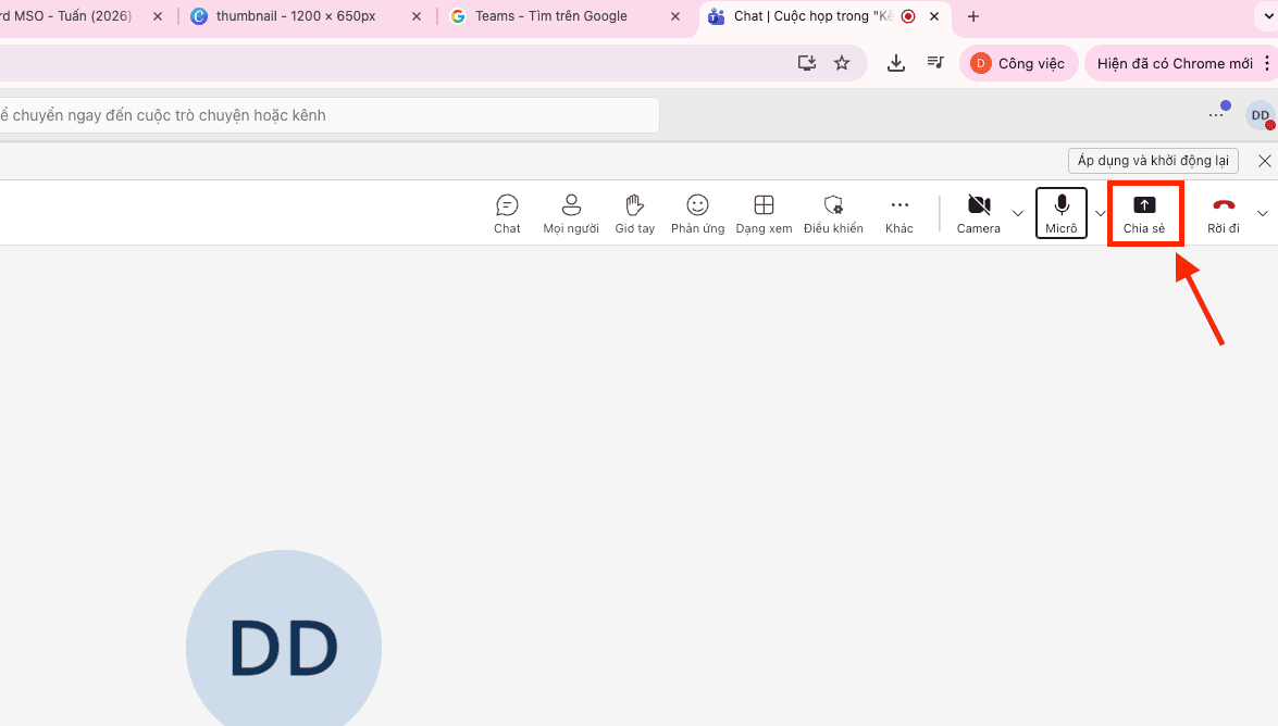 Cách share màn hình trên Teams trên thiết bị máy tính