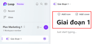 Tạo trang mới trong Loop Workspaces