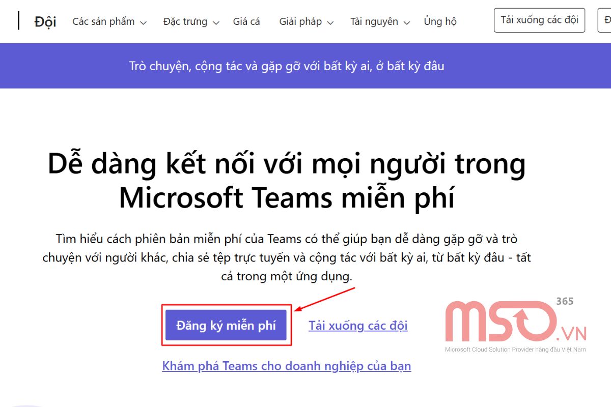 Cách đăng ký tài khoản Microsoft Team trên máy tính