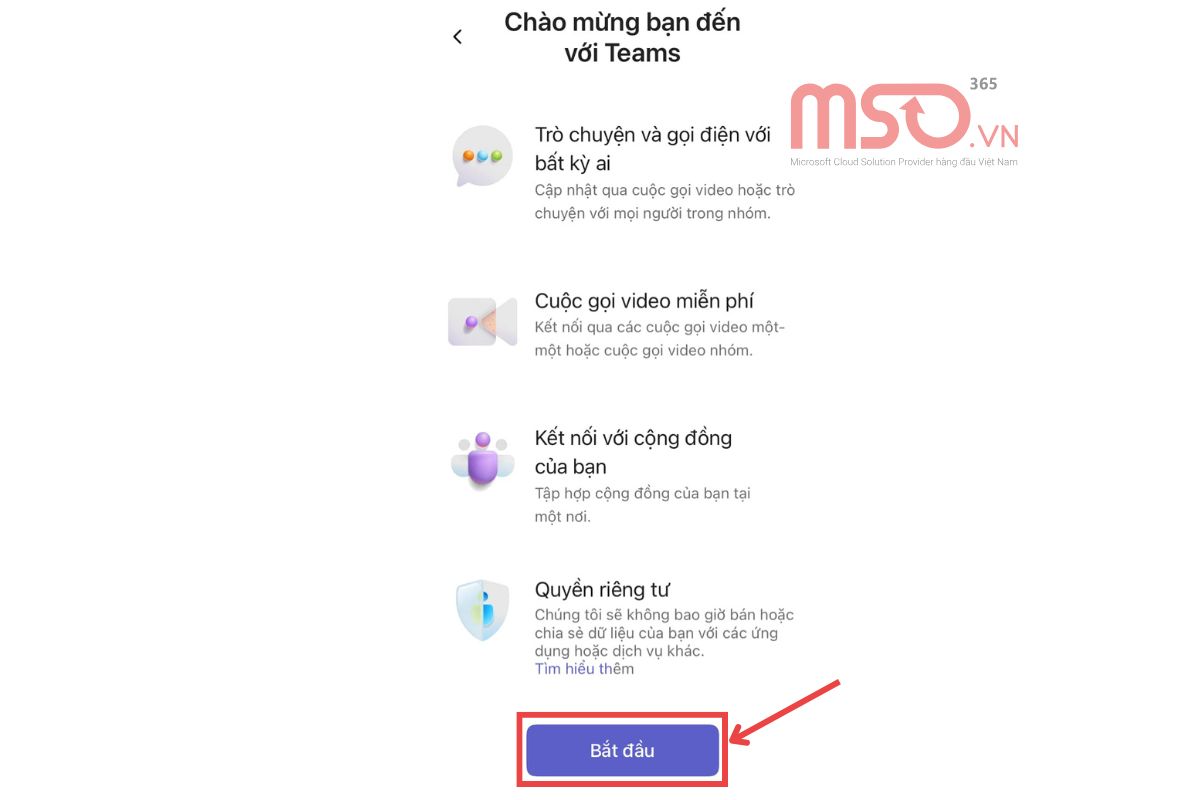Cách tạo tài khoản Microsoft Teams trên điện thoại di động