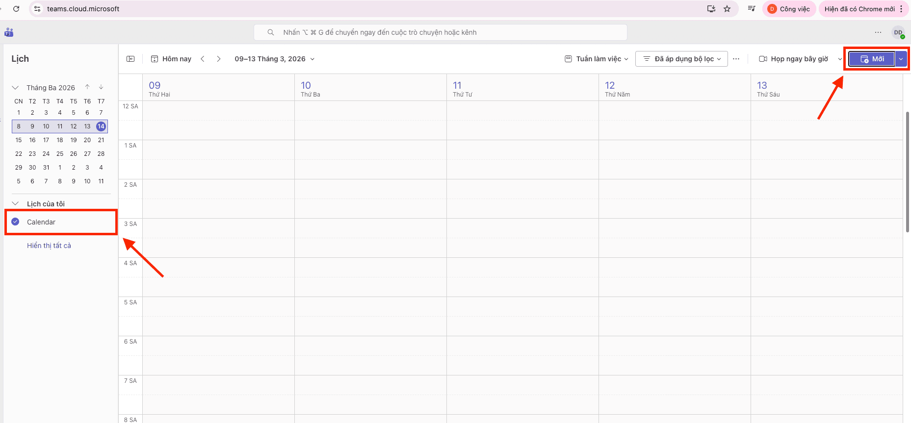 Hướng dẫn tạo cuộc họp Microsoft Teams trên nền tảng web