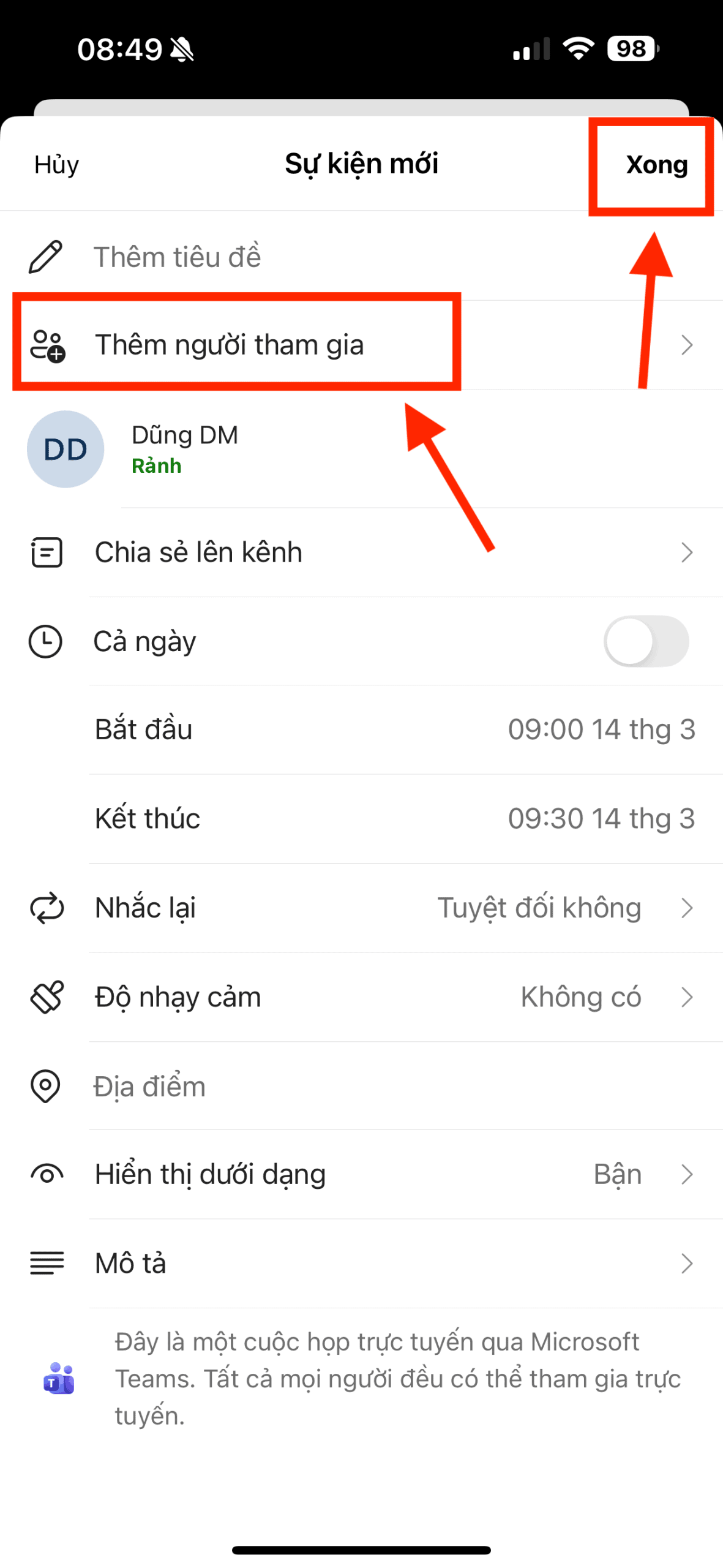 Hướng dẫn cách tạo cuộc họp Microsoft Teams trên điện thoại