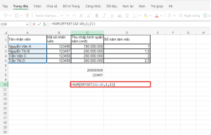 Cách sử dụng hàm OFFSET trong Excel chi tiết