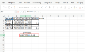 Cách sử dụng hàm OFFSET Excel chi tiết