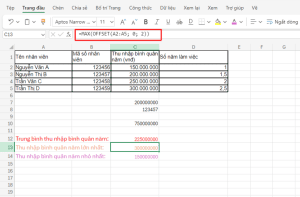 Cách sử dụng hàm OFFSET trong Excel chi tiết