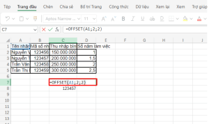 Cách sử dụng hàm OFFSET trong Excel chi tiết