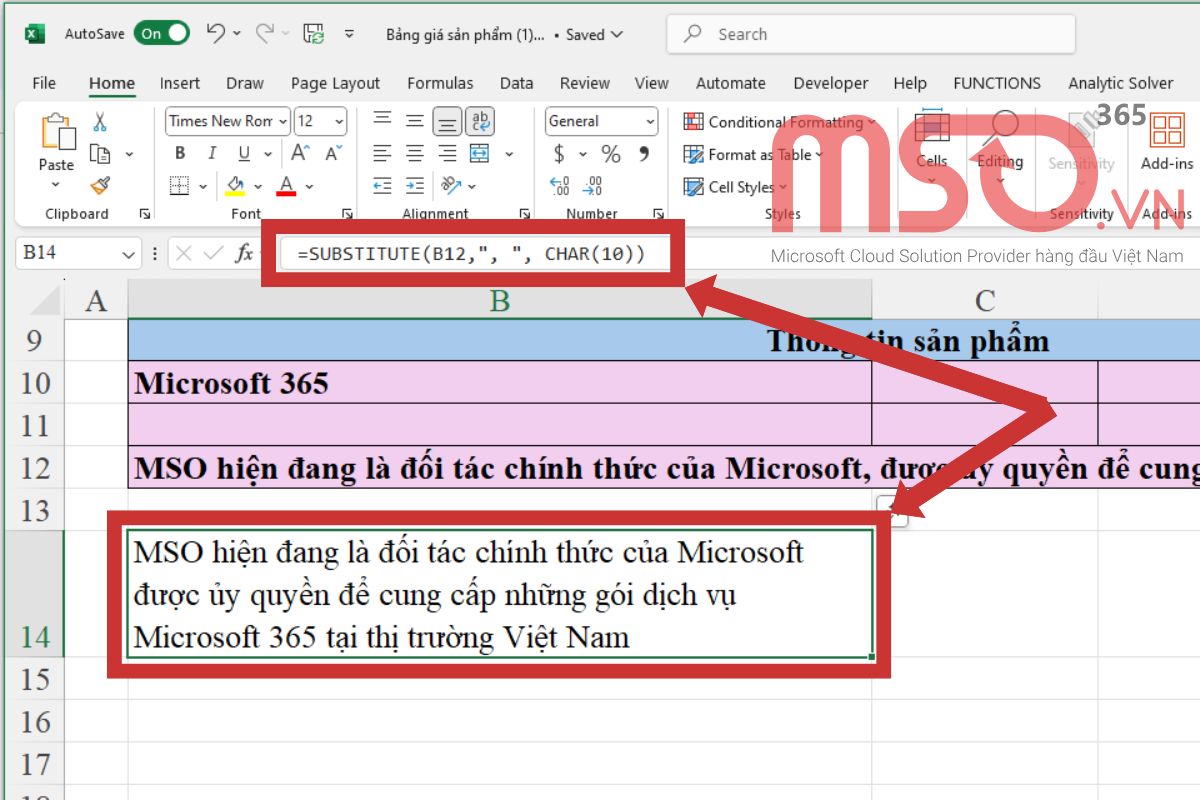 Cách xuống dòng trong cùng 1 ô Excel bằng hàm, công thức