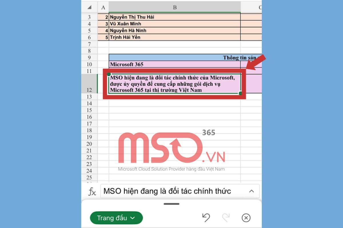 Cách xuống dòng trong Excel Google Sheets trên điện thoại Android, iOS