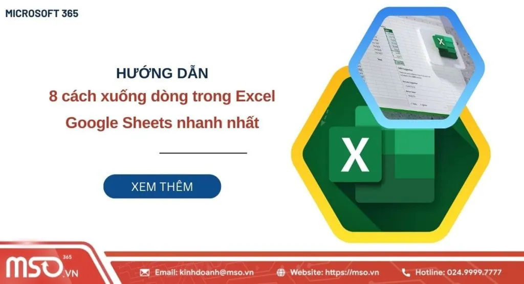 cách xuống dòng trong excel google