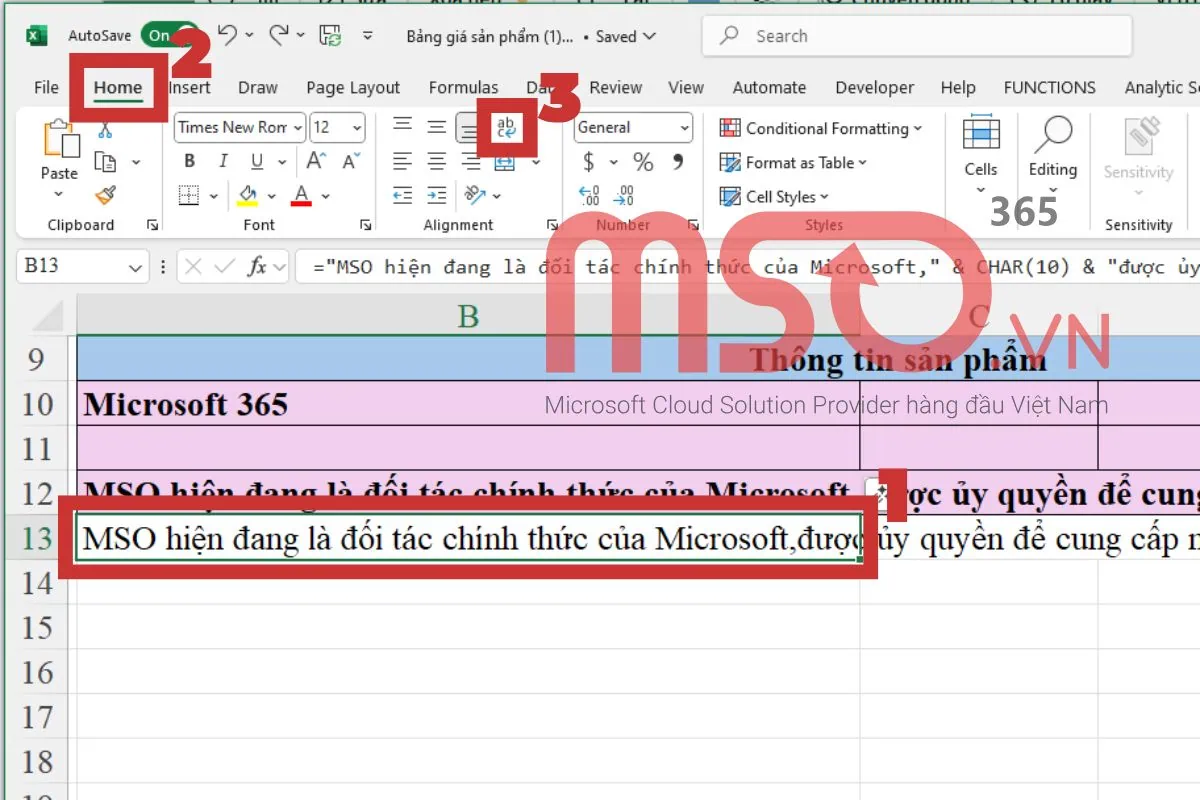Cách xuống dòng trong cùng 1 ô Excel bằng hàm, công thức