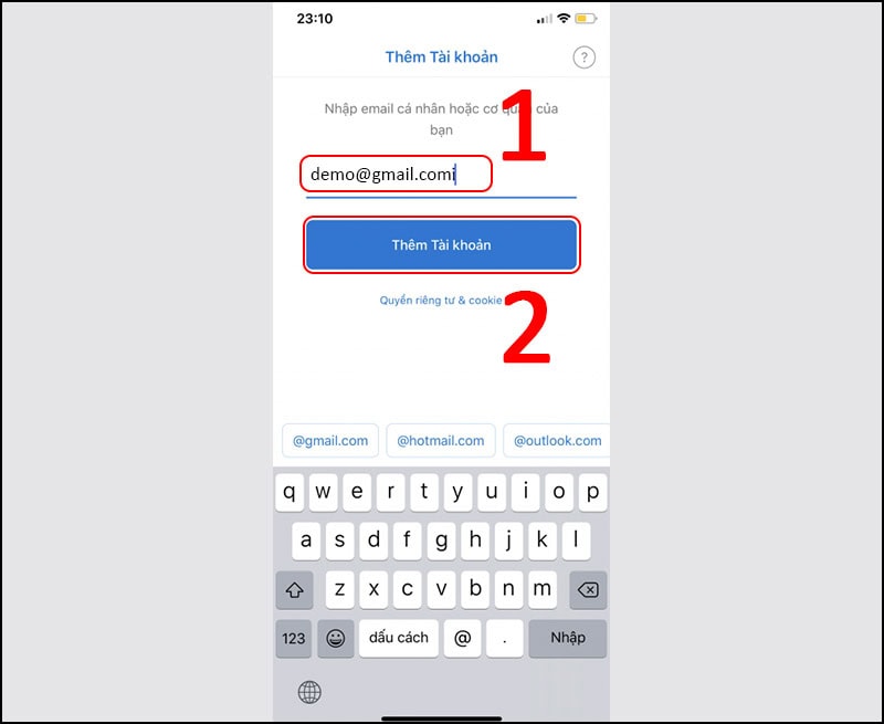 Outlook đăng nhập trên iPhone