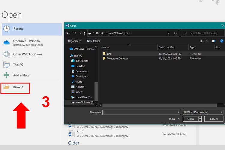Cách mở file Word đã lưu đơn giản nhất