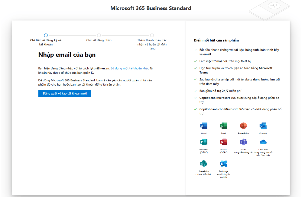 Đăng ký tài khoản Office 365 trực tiếp với Microsoft