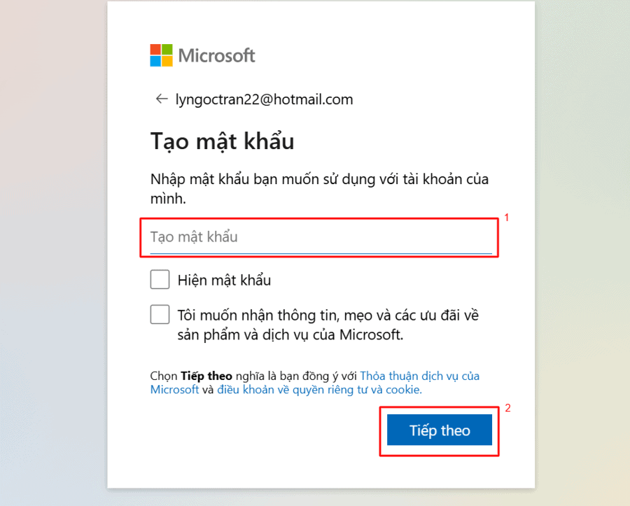 Đăng ký tạo Hotmail trên máy tính