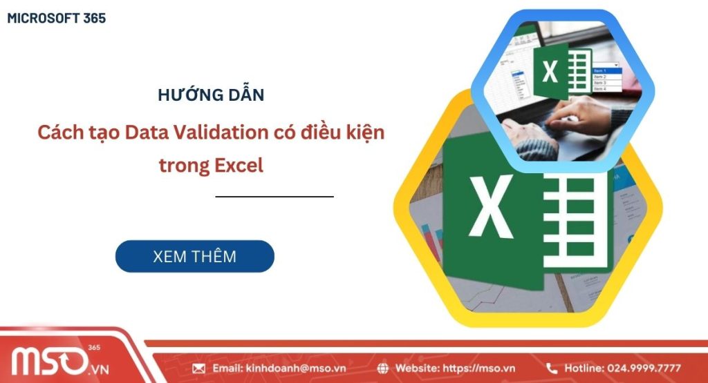 Cách tạo Data Validation Có điều kiện trong Excel