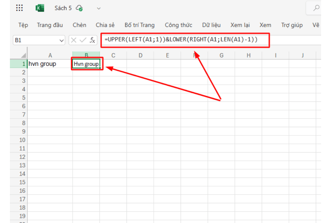 Cách viết hoa trong Excel bằng hàm UPPER và LOWER