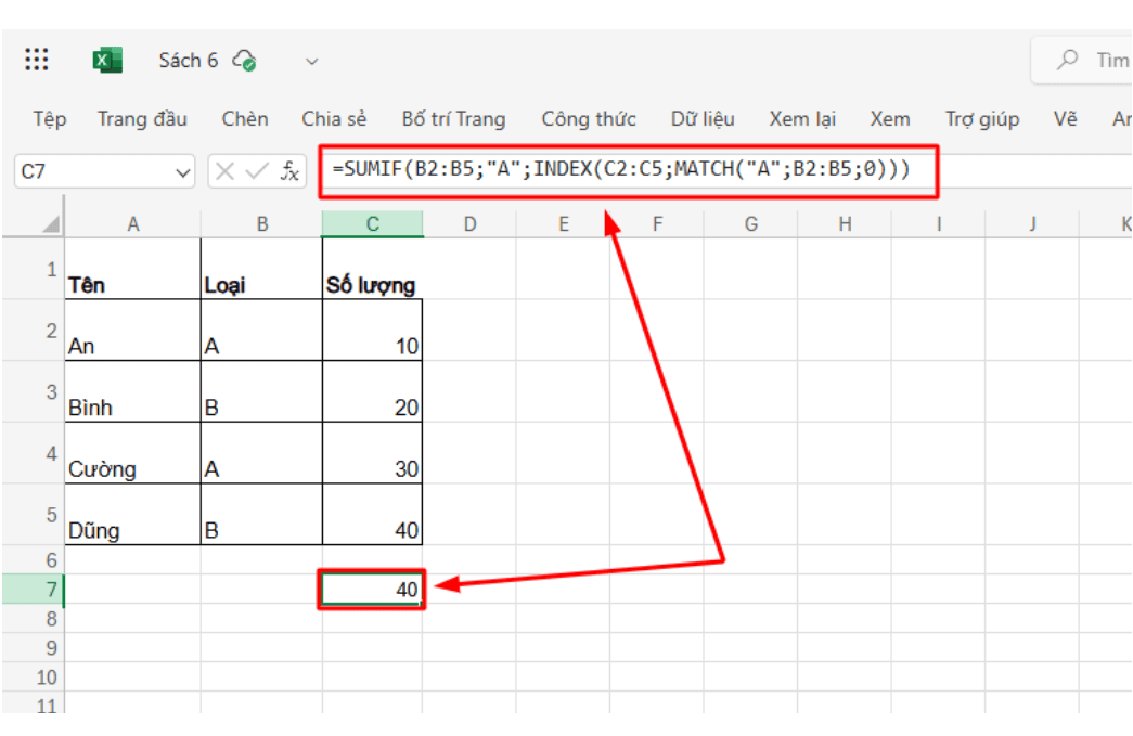 Cách dùng hàm Index trong Excel và ví dụ cụ thể