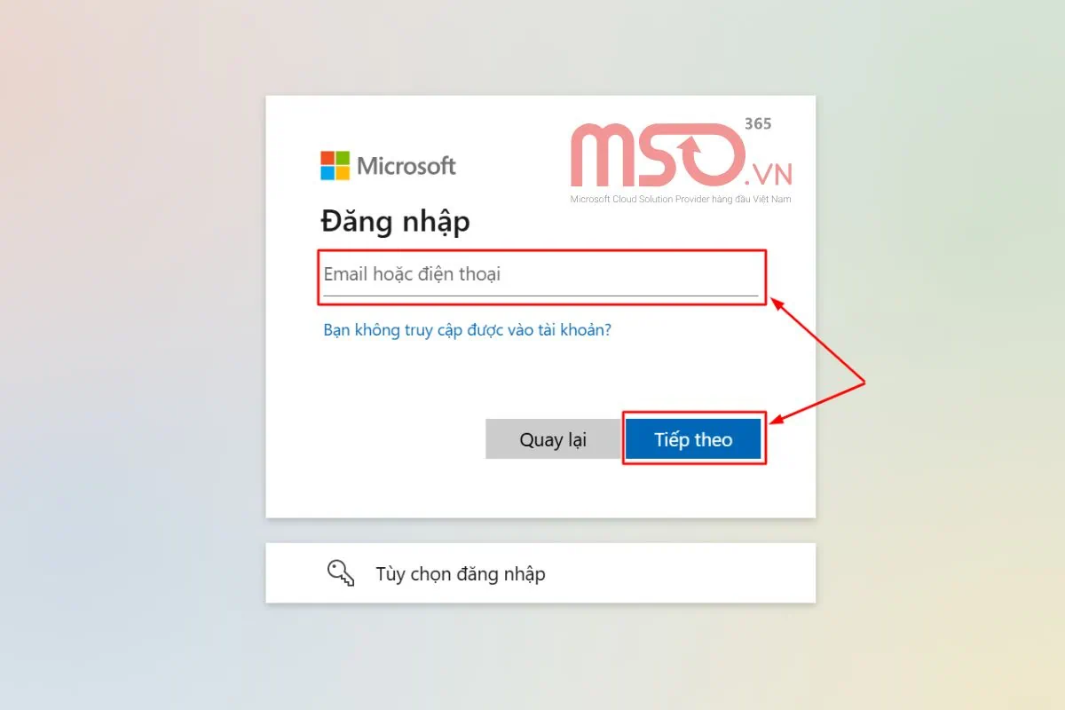 Hướng dẫn đăng nhập Microsoft Excel Online