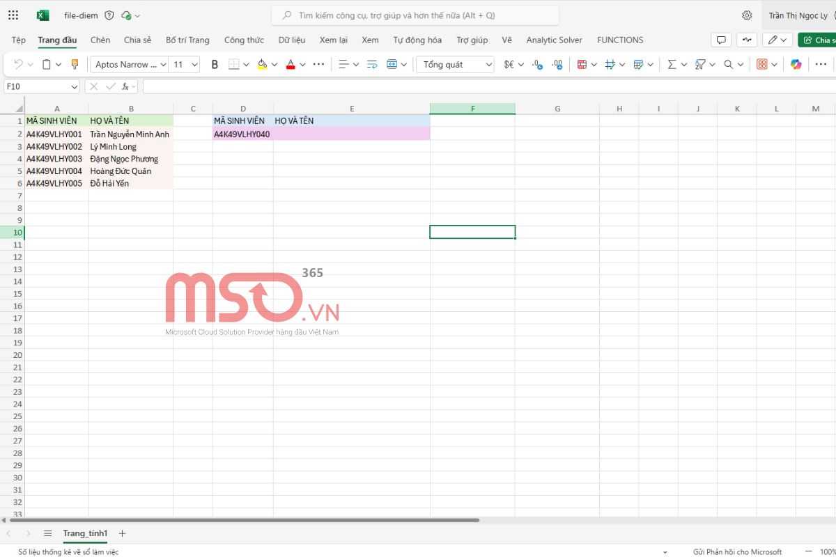 Tải file từ thiết bị lên Excel online Microsoft
