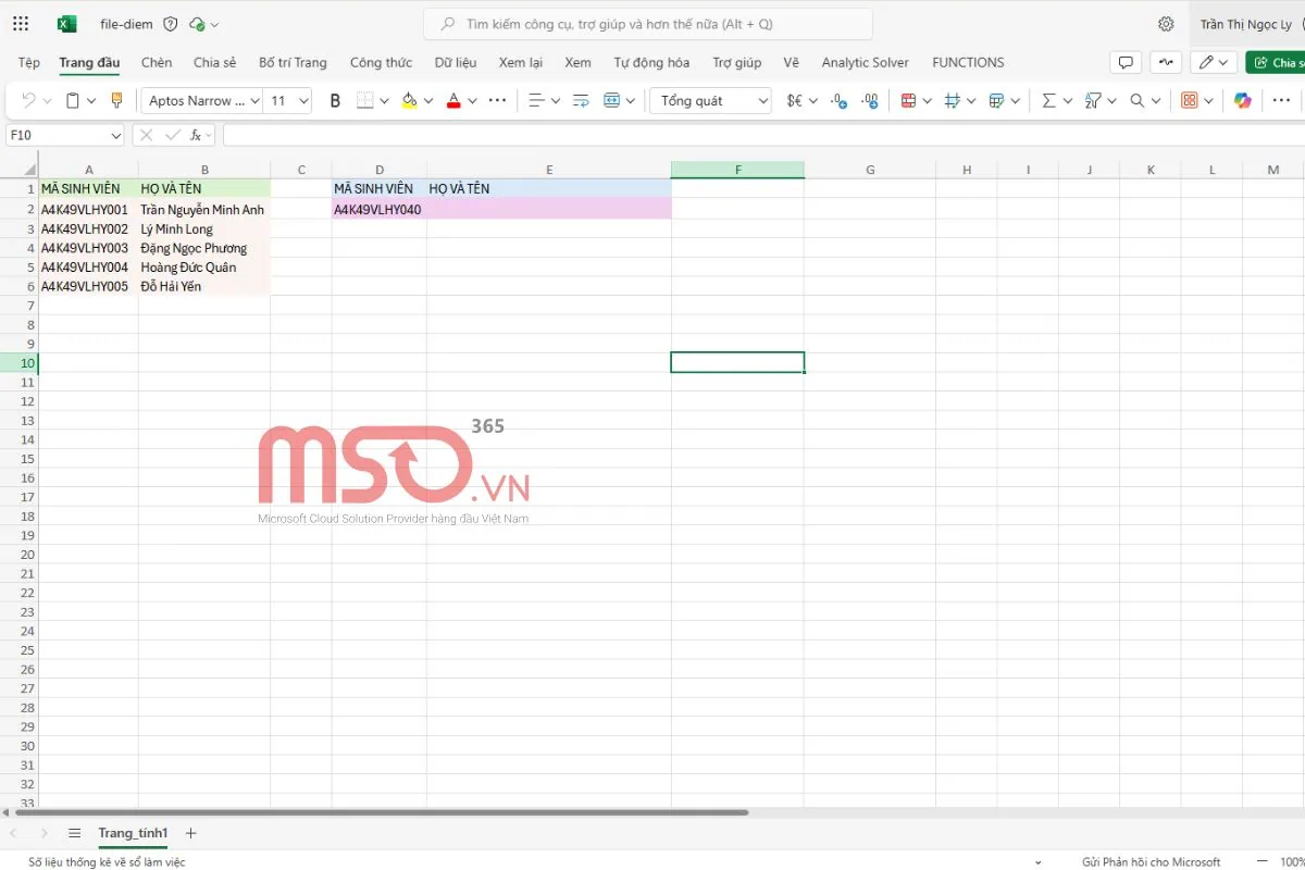 Tải file từ thiết bị lên Excel online Microsoft
