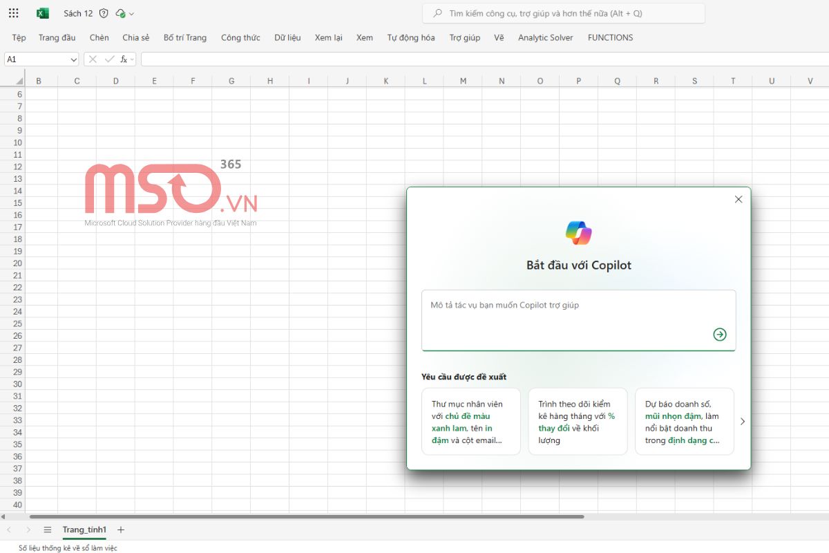 Hướng dẫn tạo Excel online sheet mới
