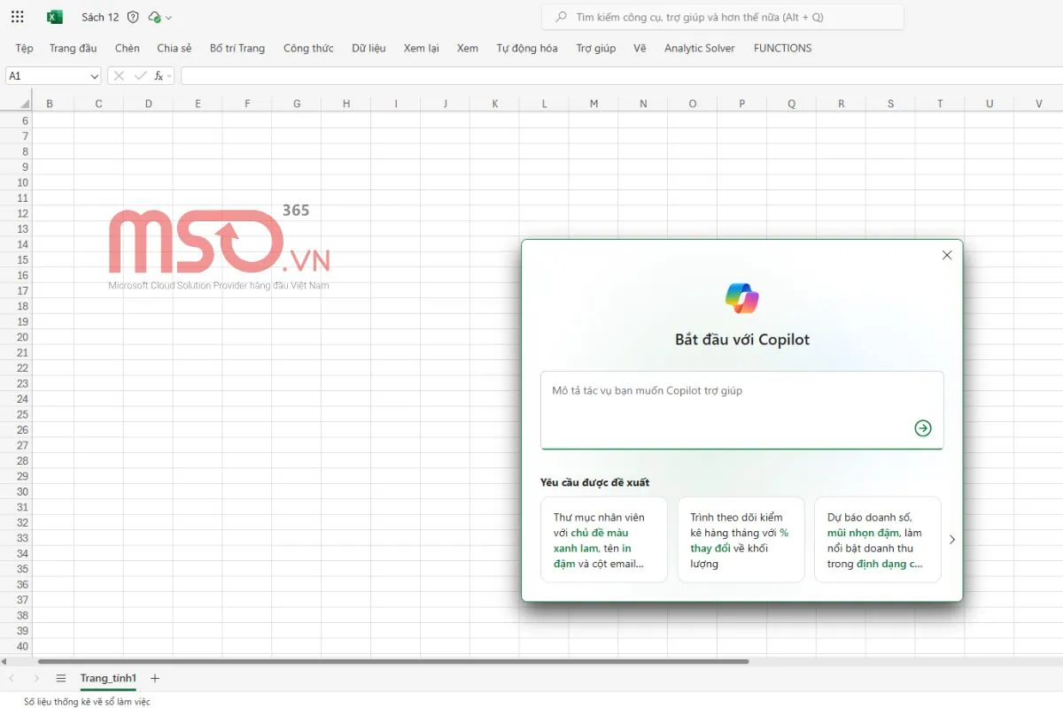 Hướng dẫn tạo Excel online sheet mới