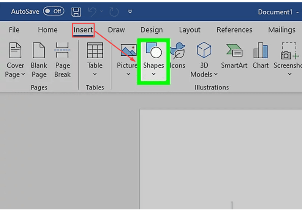 Cách vẽ dấu mũi tên trong Word bằng Shape