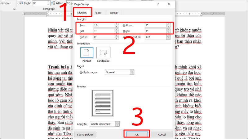 Cách căn lề văn bản trong Word bằng Options