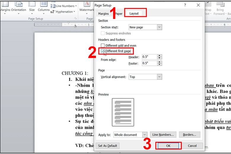 Cách đánh số trang bỏ trang đầu trong Word 2010, 2013,...