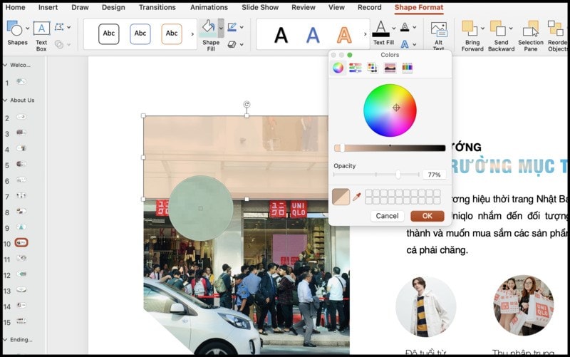 Cách làm mờ hình ảnh trong PowerPoint với một phần