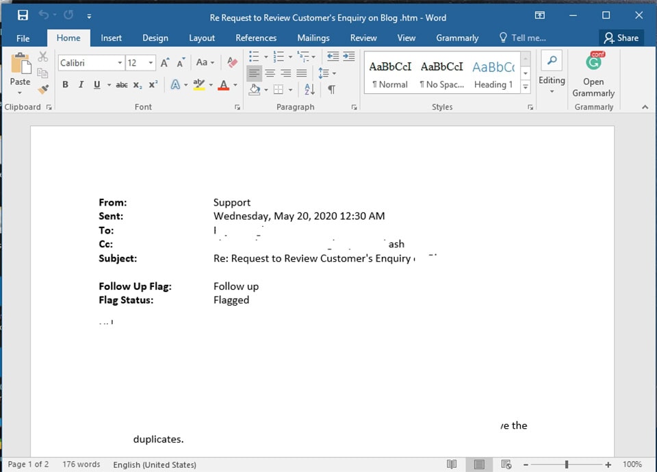 Cách lưu email Outlook vào ổ cứng dưới tệp Word
