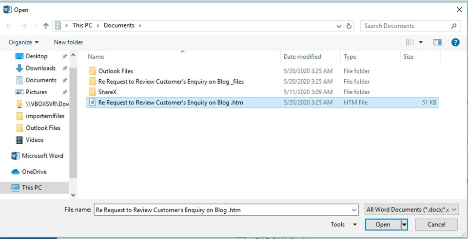 Cách lưu email Outlook vào ổ cứng dưới tệp Word