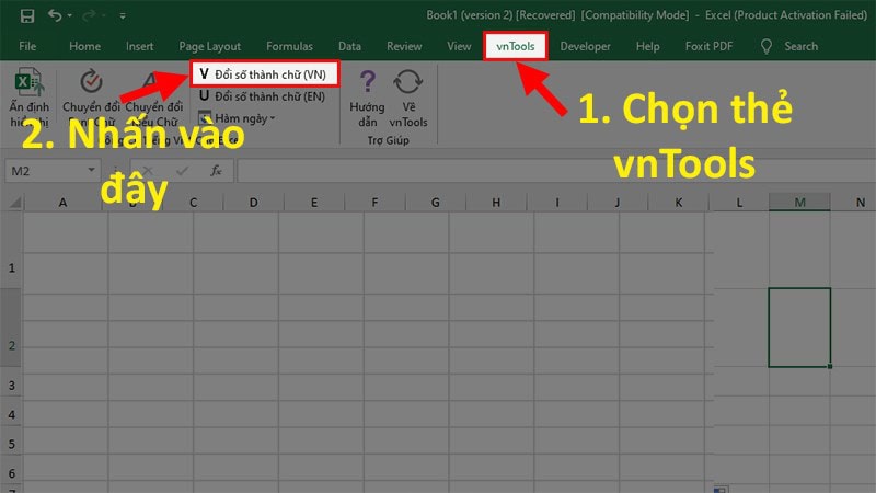 Cách sử dụng vnTools để đổi số thành chữ trong Excel